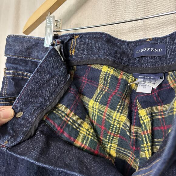 Lands End Traditional Fit Cropped Hipster Flannel Lined Denim Jeans Size 38 x 25 - Picture 4 of 9